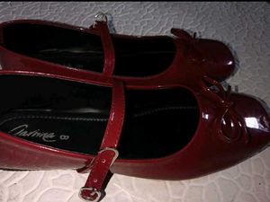 Cherry Red Patent Leather Bow Flats