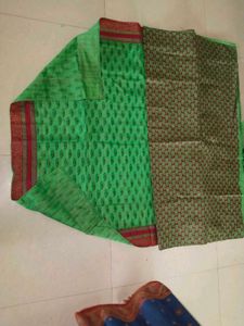 Green Silk Saree with Red Border