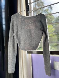 ZARA Gray Cropped Cardigan