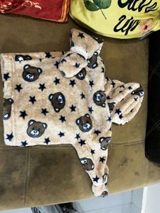 Cute Bear Print Baby Fur Jacket