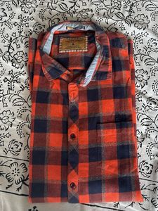 orange  &amp; Blue Checkered Shirt