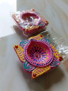 Unique Pink Diya Set