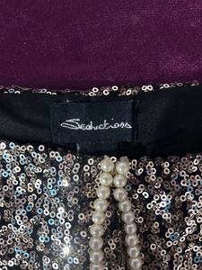 Golden Short With Sequence And Beads Have Side Zip