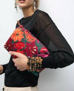 zara Floral Embroidered Pouch