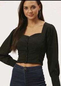 Carlton London Black Victorian Blouson Top