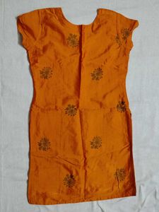 ❗ CLEARANCE ❗Orange Printed Silk Kurta
