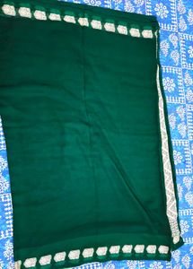 Emerald Green Gorgeous Saree With Blouse