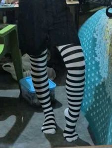 Striped Thigh High Socks
