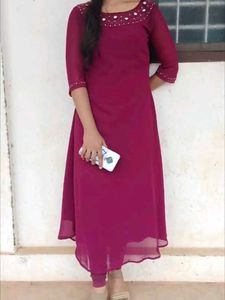 Handworked Grape Colour Dress