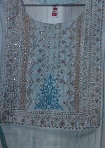 Sky Blue Ladies Cotton Embroidered Kurta Set