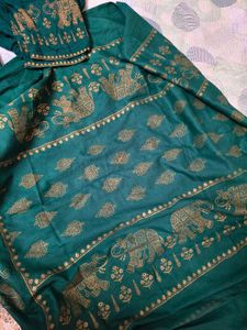 Smart Elephant Printed Green Pant Suit In Xl Size