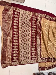 Elegant Maroon &amp; Gold Saree