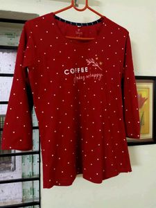 ZEYO Women&#39;s Red&amp;Navy Blue Cotton Night Suit