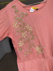 Peach Embroidered Gown
