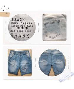 Beach Print Denim Shorts