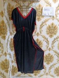 Honeymoon Night Gown - Black Satin Kaaftan