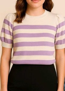 Striped Puff Sleeve Top
