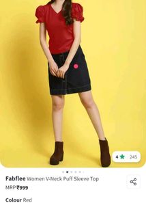 Red Puff Sleeve Top