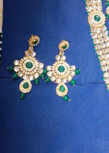Green And White Kundan Set