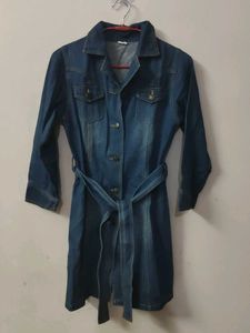 Denim Dress with Belt