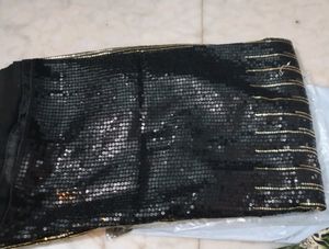 Black And Golden Sequence Work Saree