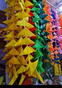 Set of 4 Handmade Fabric Triangle Strings Torans