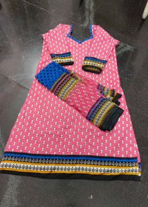 Pink Kurti And Dupatta