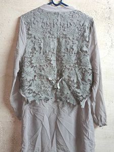 Trendy Summer Fashion Lace Top Long Grey