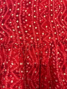 red flowing dress