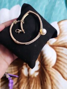 Pearl &amp; Rhinestone Bangle Bracelet