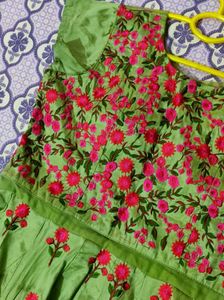 Green Embroidered Anarkali Dress