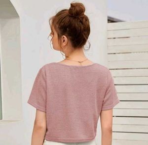 Casual Regular Sleeves Pink V- Neck Top