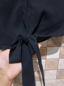 Black Tie-Front Top