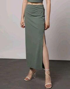 Slit Midi Skirt Green Outryt