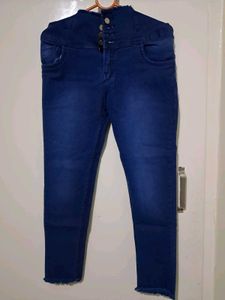 Dark Blue High-Waisted Jeans