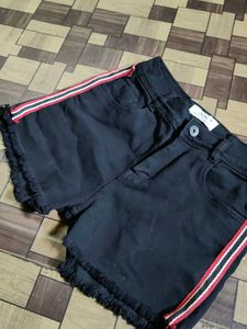 Denim &amp; Black Shorts Combo