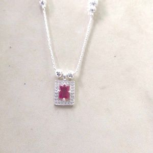 925 Pure Silver Ruby Pendant Necklace