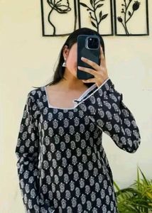 Elegant Black & White Kurta