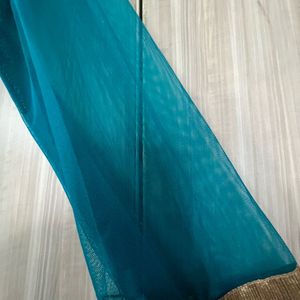 Peacock Blue &amp; Gold/cream  Embellished Kurti Gagra