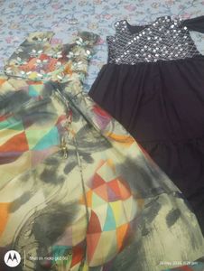 Two Dresses - Abstract Print & Embellished Details