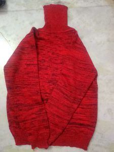 Red Knit Turtleneck Sweater