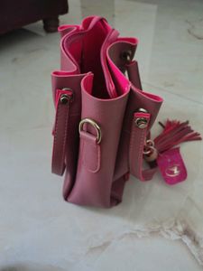 Burgundy &#39;Cafe&#39; Tote Bag with Wooden Dot Detail