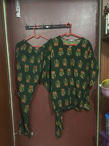 Green Floral Kurta Set