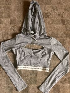 Gray Razzle Dazzle Cropped Hoodie