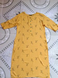 Yellow Printed Kurti Tunic