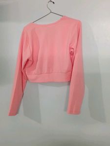 Pink Long Sleeve Crop Top