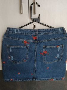 Floral Denim Mini Skirt
