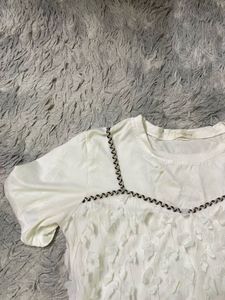 White Textured Layered Tee