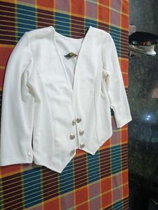 White Buttoned Vaisecoat Design Jacket