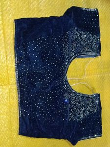 Elegant Navy Blue Velvet Blouse